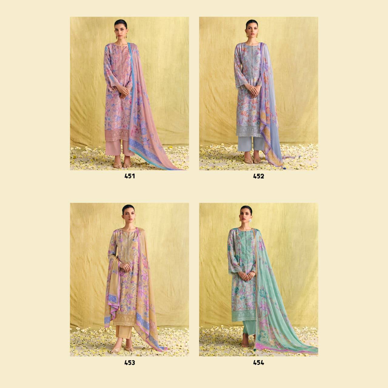 NAGMA By KIMORA SUIT 451 To 454 Series Indian Traditional Wear Pure Muslin dresses At Wholesale Price